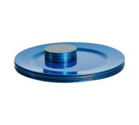 Argon Tableware Metallic Charger Plates & Coasters Set - Blue - 12pc - 33cm - Metallic Finish Reusable Dining Table Setting Plates Drink Placemats for Christmas, Celebrations, Restaurant Decor