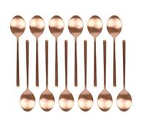 Argon Tableware 12 Stainless Steel Dessert Spoons - 20cm Copper Finish Modern Cutlery Set for Dining, Puddings & Desserts - Stylish Dishwasher Safe Tableware
