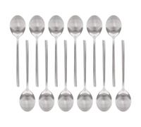 Argon Tableware 12 Stainless Steel Dessert Spoons - 20cm Silver Finish Modern Cutlery Set for Dining, Puddings & Desserts - Stylish Dishwasher Safe Tableware