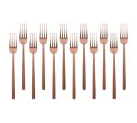 Argon Tableware 12 Stainless Steel Dinner Forks - 19.5cm Copper Finish Modern Cutlery Set for Dining & Entertaining - Stylish Dishwasher Safe Tableware