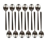 Argon Tableware 12 Stainless Steel Teaspoons - 14.5cm Matte Black Finish Modern Cutlery Set for Tea, Coffee & Desserts - Stylish Dishwasher Safe Tableware