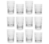 Argon Tableware Amore 12 Piece Glassware Set - Includes 6 Highball Glasses 350ml & 6 Tumblers 300ml - Romantic Sunflower Design Drinkware for Water, Juice, Whiskey, Cocktails, Dining, Bars & Parties