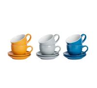 Coloured Cappuccino Cup & Saucer Set - 250ml - Yorkshire - 12 Piece Argon Tableware Multi One Size