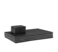 Argon Tableware 12Pc Linea Rectangular Slate Placemats & Coasters Set - Black Natural Stone Dinnerware Plate Placemats Drink Mats