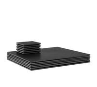 Argon Tableware 12Pc Linea Square Slate Placemats & Coasters Set - Black Natural Stone Dinnerware Plate Placemats Drink Mats