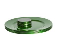 Argon Tableware Metallic Charger Plates & Coasters Set - Green - 12pc - 33cm - Metallic Finish Reusable Dining Table Setting Plates Drink Placemats for Christmas, Celebrations, Restaurant Decor