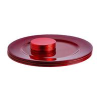 Argon Tableware 12Pc Metallic Charger Plates & Coasters Set - Red Reusable Dining Table Setting Plates Drink Placemats
