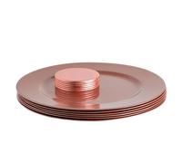 Argon Tableware 12pc Metallic Charger Plates & Coasters Set - Reusable Table Placemats in Rose Gold Argon Tableware Rose Gold