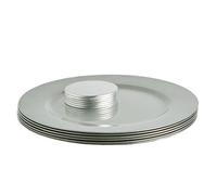 Argon Tableware 12Pc Metallic Charger Plates & Coasters Set - Silver Reusable Dining Table Setting Plates Drink Placemats