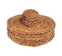 Argon Tableware 12Pc Round Placemats & Coasters Set - Woven Seagrass Kitchen Dining Table Mats Drinks Coaster Protector Mats