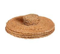 Argon Tableware 12Pc Round Placemats & Coasters Set - Woven Typha Kitchen Dining Table Mats Drinks Coaster Protector Mats
