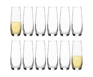 Argon Tableware 12x 230ml Stemless Champagne Flutes - 'Corto' Range - Modern Style Glass Drinking Flutes for Champagne, Prosecco, Sparkling Wine
