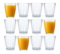 Argon Tableware 12x 250ml Conical Glass Tumblers - Clear | Reusable Glass Water Wine Cocktail Whisky Gin Juice Drinking Glassware Cups Gift Set | Dishwasher Safe