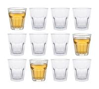 Argon Tableware 12x 55ml Panelled Shot Glasses - Clear | Small Mini Reusable Hen Birthday Party Dessert Vodka Tequila Ginger Sherry Jelly Shots Cocktail Glass Drinking Cups Set