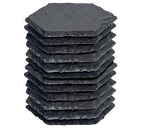Argon Tableware 12X Hexagonal Slate Coasters - Drink Coasters Black Stone Natural Slate Rough Edge Drink Mat Cup Mats