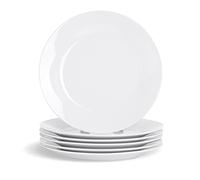 Argon Tableware 12x White Dessert Plates 19cm (7.5") - Wide Rim Small Dinner & Bread Plates - Elegant Dessert Serving Set for Home & Restaurants - Microwave & Dishwasher Safe