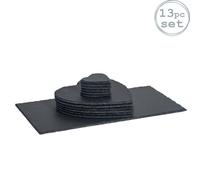 Argon Tableware 13 Piece Heart Slate Placemats & Coasters Set in Grey Argon Tableware Grey