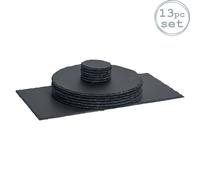 Argon Tableware 13 Piece Round Slate Placemats & Coasters Set in Grey Argon Tableware Grey