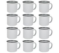 Argon Tableware Enamel Espresso Cups - 130ml - Black - Set of 12 Metal Drinking Mugs Teacup Coffee Mug Set Hot, Cold Drinks Cups for Home, Kitchen, Dining, Travel, Camping, Hiking & Outdoor Use