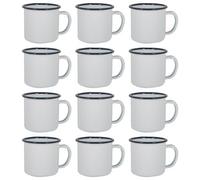 Argon Tableware Enamel Espresso Cups - 130ml - Navy - Set of 12 Metal Drinking Mugs Teacup Coffee Mug Set Hot, Cold Drinks Cups for Home, Kitchen, Dining, Travel, Camping, Hiking & Outdoor Use