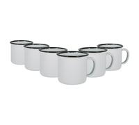 Argon Tableware 130ml Enamel Espresso Cups - Set of 6 Metal Drinking Mug Cup Set in Black Argon Tableware Black