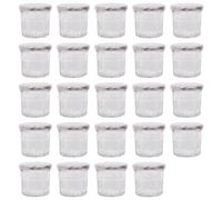 Argon Tableware 130Ml Glass Jam Jars With Airtight Silver Lids - Set Of 24 Empty Screw Top Kitchen Storage Preserving Jar