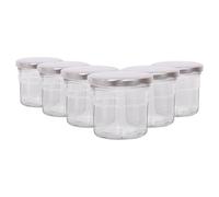 Argon Tableware 130Ml Glass Jam Jars With Airtight Silver Lids - Set Of 6 Empty Screw Top Kitchen Storage Preserving Jar