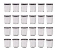Argon Tableware Glass Jam Jars with Airtight Black Lids - 150ml - Pack of 24 - Empty Screw Top Kitchen Storage Jar for Food, Honey, Spice, Pickling, Preserving, Candle Making