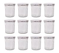 Argon Tableware Glass Jam Jars with Airtight Silver Lids - 150ml - Pack of 12 - Empty Screw Top Kitchen Storage Jar for Food, Honey, Spice, Pickling, Preserving, Candle Making