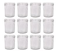 Argon Tableware Glass Jam Jars - 150ml - Pack of 12 - Empty Screw Top Kitchen Storage Jar for Food, Honey, Spice, Pickling, Preserving, Candle Making