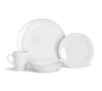 Argon Tableware 16-Piece White Dinner Set - 4-Person Dining Set Kitchen Dinnerware Dinner Plates, Dessert Dish, Coffee Tea Mugs, Pasta Bowls Set for Starters, Mains, Dessert | Perfect for University