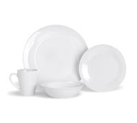 Argon Tableware 16 Piece Classic White Dinner Set - Porcelain Plates, Bowls & Mugs Dishwasher & Microwave Safe, 4 Person Service
