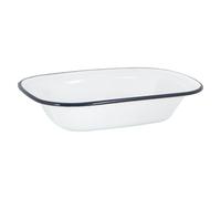 Argon Tableware 16 x 12cm White Enamel Pie Dish - Navy - 1x Classic Pressed Steel Baking Tin, Non-Stick Enamel Oven Dish, Lightweight & Durable Camping Cookware, Rustic Country Kitchen Bakeware