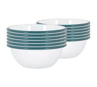 Argon Tableware Coloured Pasta Bowls - 16cm - Pack of 12 - Green Metal Enamel Cereal Lightweight Camping Serving Bowls for Snacks, Pasta, Cereal, Salad