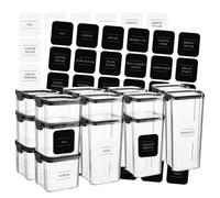 Argon Tableware 16Pc Food Storage Containers Set - Black Reusable Airtight Stackable Meal Prep Lunch Box & Clip-Lock Lid - 4 Sizes