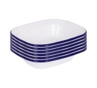 Argon Tableware 18 x 13.5cm White Enamel Pie Dishes with Blue Rims - Pack of 6 - Baking Tray, Oven Safe Metal Dish for Pies, Cobblers, Lasagne, Camping, Picnic, Rustic Kitchen Bakeware