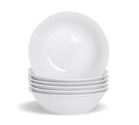 Argon Tableware 6X White Cereal Bowls 18cm (7") - Classic Breakfast, Soup, Ramen & Dessert Bowls - Durable Everyday Crockery for Home & Restaurants - Microwave & Dishwasher Safe