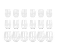 Argon Tableware Reusable Plastic Glasses - 300ml, 480ml, 600ml - 18pc Set - Stemless Wine Glasses Set - Cocktail Champagne Tumbler Drinking Cups for Garden, Parties, Weddings, BBQ and Picnic
