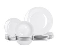 Argon Tableware 18-Piece White Dinner Set - 6 Person Dining Set Kitchen Dinnerware Dinner Plates, Dessert Dish, Pasta Cereal Bowls Set for Starters, Mains, Dessert