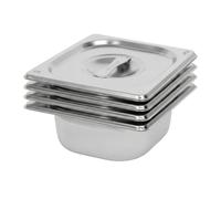 Argon Tableware Stainless Steel Gastronorm Containers With Lids - 1/6 65mm - 1L - Pack Of 4