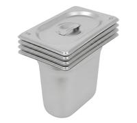 Argon Tableware Stainless Steel Gastronorm Containers With Lids - 1/9 150mm - 1L - Pack Of 4
