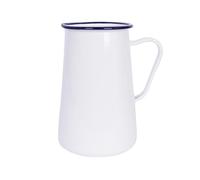 Argon Tableware 2.1L White Enamel Water Jug with Blue Rim - Durable British Kitchenware, Rustic Serving Jug for Water, Lemonade, Garden Parties & Camping