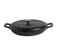 Argon Tableware 2.3L Shallow Cast Iron Casserole Dish with Self-Basting Lid - Matte Black - 2.3L & 4.68L Induction Hob Cooking 2.43QT Dutch Oven Bread Baking Serving Roasting Stew Stock Pot Pan
