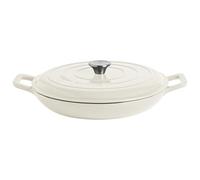 Argon Tableware 2.3L Shallow Cast Iron Casserole Dish with Self-Basting Lid - Pebble Gloss - Induction Hob Cooking 2.43QT Dutch Oven Bread Baking Serving Roasting Stew Stock Pot Pan