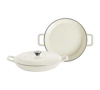 Argon Tableware 2.3L Shallow Cast Iron Casserole Dishes with Self-Basting Lids - Pebble Gloss - 2x Induction Hob Cooking Dutch Oven Bread Baking Serving Roasting Stew Stock Pot Cookware Pan