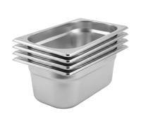 Argon Tableware 2.5L Gastronorm Containers 1/4 GN 100mm - Pack of 4 | 1/4 GN Pans, Pack of 4, 100mm Deep, 2.5L Capacity, Stainless Steel, Dishwasher Safe, Catering, Buffet & Food Storage