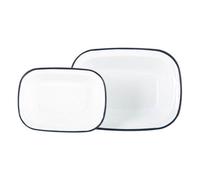 Argon Tableware 2 Piece White Enamel Pie Dishes Set - Cm - Navy