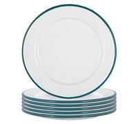 Argon Tableware White Enamel Side Plates - 20Cm - Green - Pack Of 6