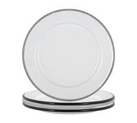 Argon Tableware 20Cm Enamel Side Plates Set - Black/grey - 8Inch Small Dish Plates Metal Enamel Tableware Dinner Set
