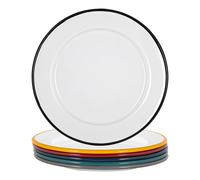 Argon Tableware 20cm White Enamel Side Plates Set - 6 Colours Argon Tableware Multicolor